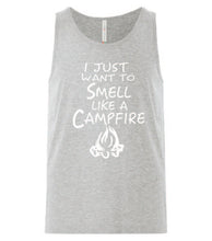 Load image into Gallery viewer, Smell Like A Campfire Tanks White Letters
