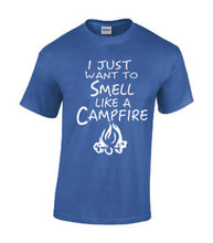 Load image into Gallery viewer, Smell Like A Campfire T-shirts White Letters
