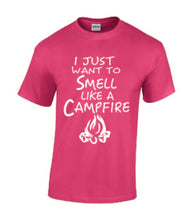 Load image into Gallery viewer, Smell Like A Campfire T-shirts White Letters
