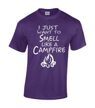 Load image into Gallery viewer, Smell Like A Campfire T-shirts White Letters
