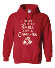 Load image into Gallery viewer, Smell Like A Campfire Hoodies White Letters
