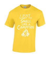 Load image into Gallery viewer, Smell Like A Campfire T-shirts White Letters
